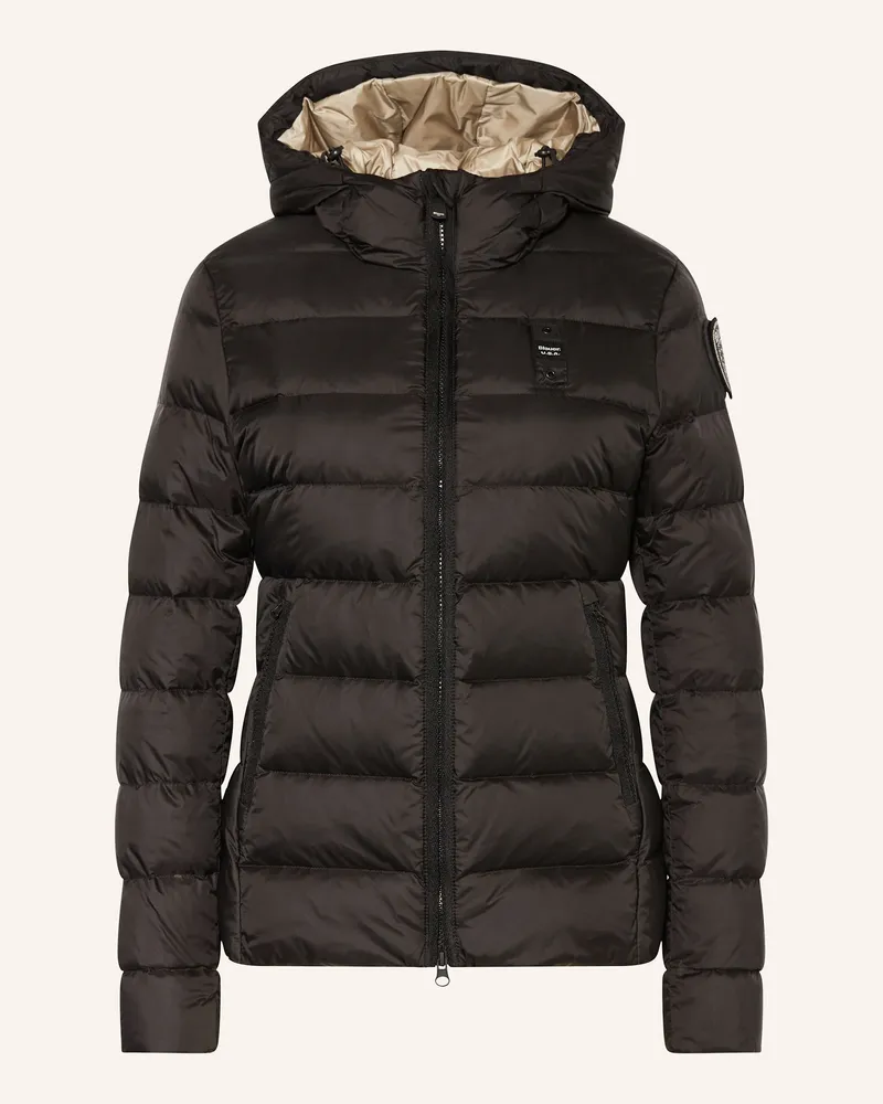 Blauer Daunenjacke schwarz Schwarz