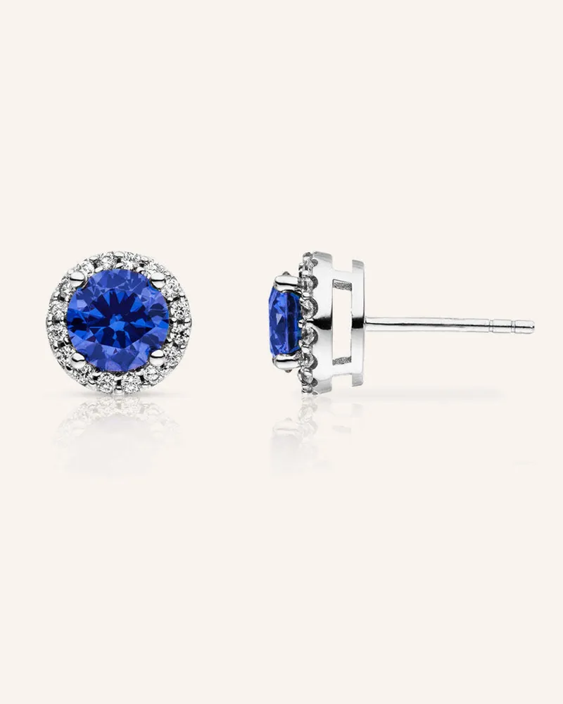VEYNOU Ohrstecker AVA aus 14 Karat Weißgold und 1,0ct. Saphir und Diamanten Weissgold