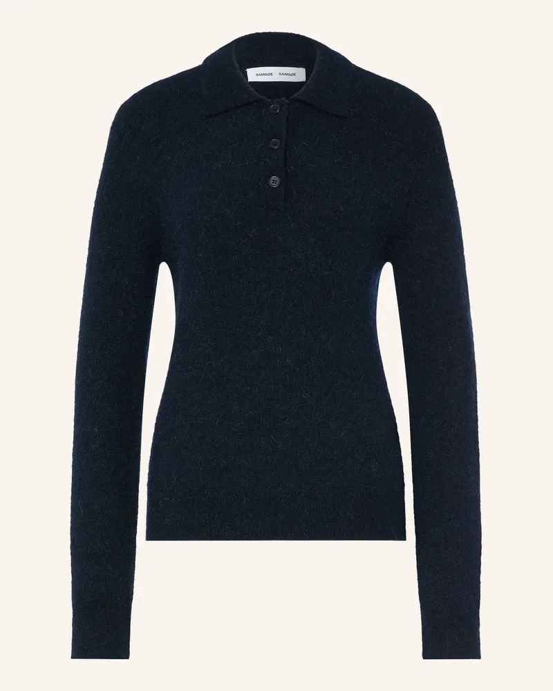 Samsøe & Samsøe Strick-Poloshirt Sanoura Mit Alpaka Und Merinowolle blau Dunkelblau