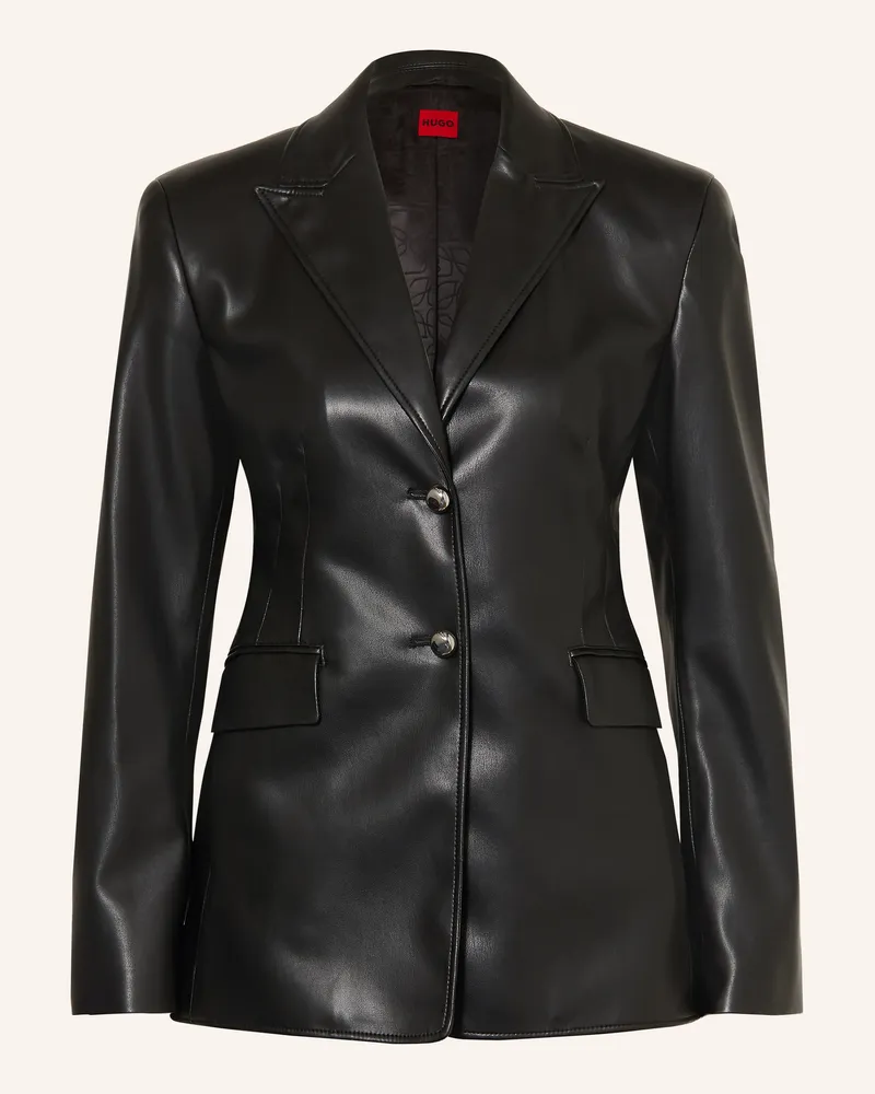 HUGO BOSS Blazer Asmalla In Lederoptik schwarz Schwarz