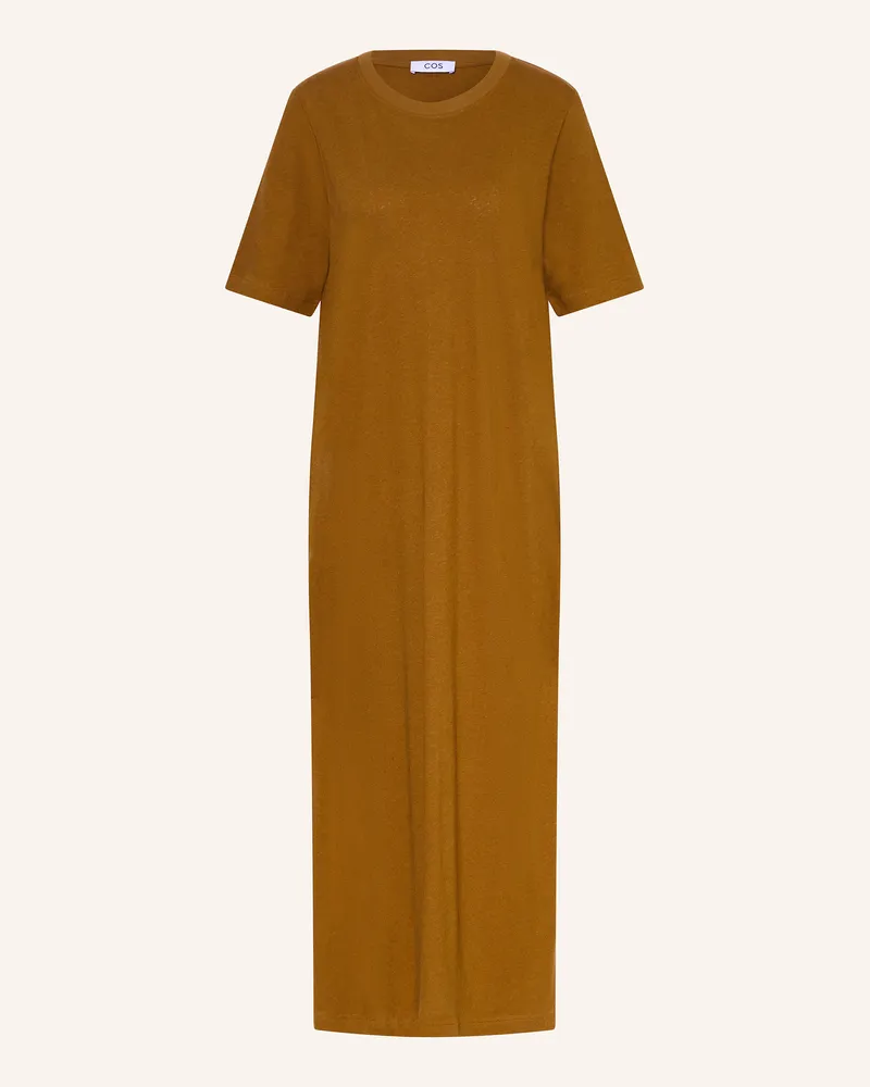 COS Kleid mit Leinen Cognac