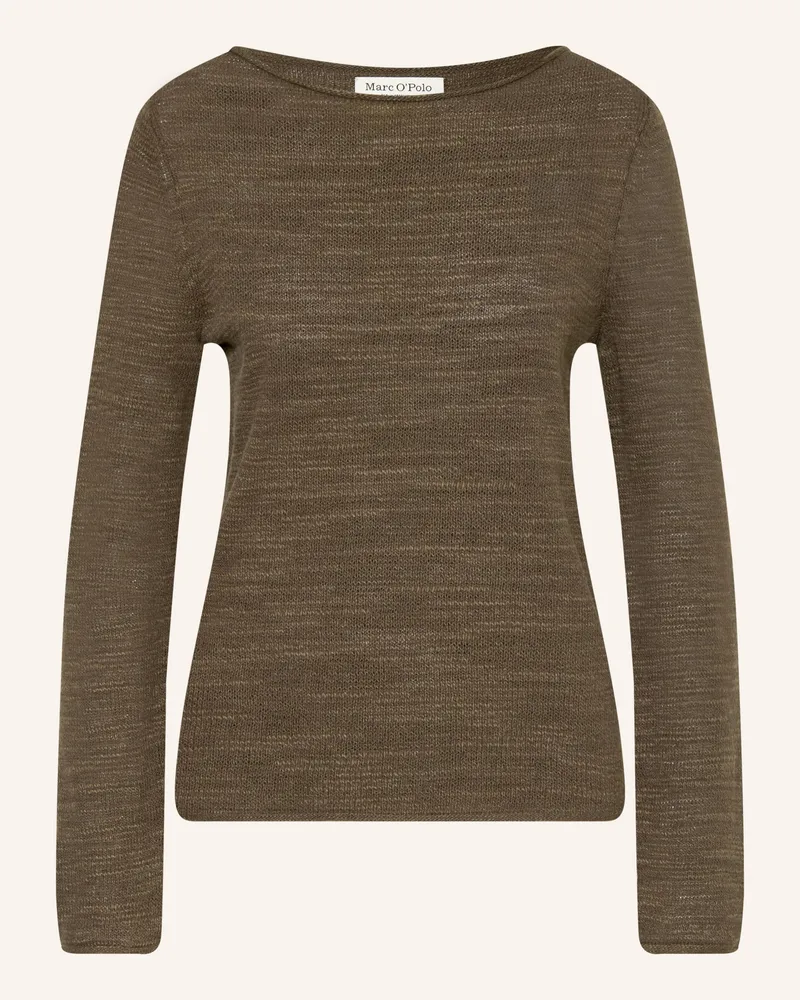 Marc O'Polo Pullover Mit Leinen gruen Dunkelgrün