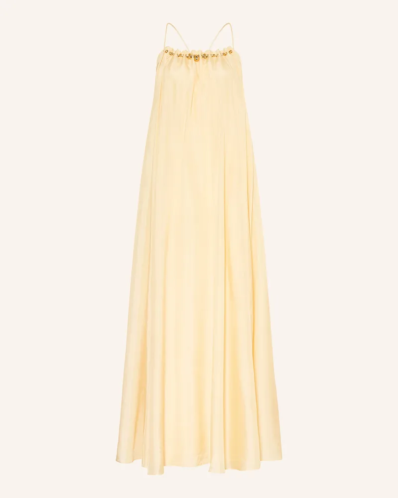 Zimmermann Seidenkleid Aster Gathered Bead Mit Schmucksteinen gelb Creme