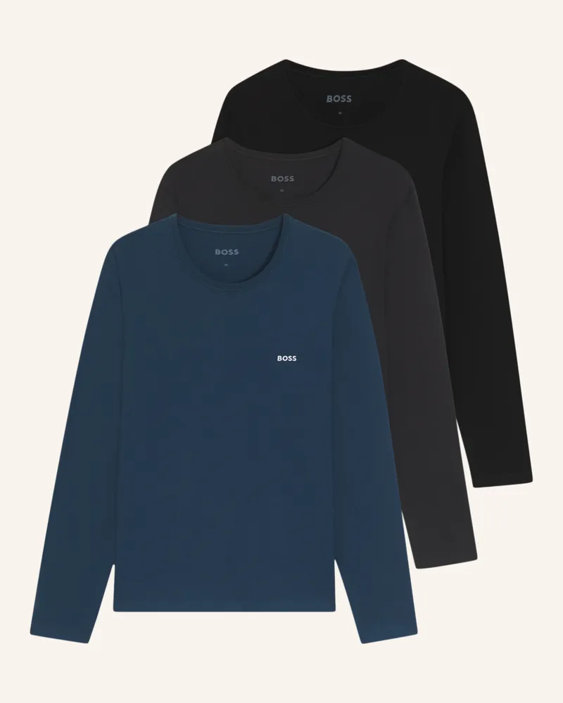 HUGO BOSS 3er-Pack Longsleeves Weiss