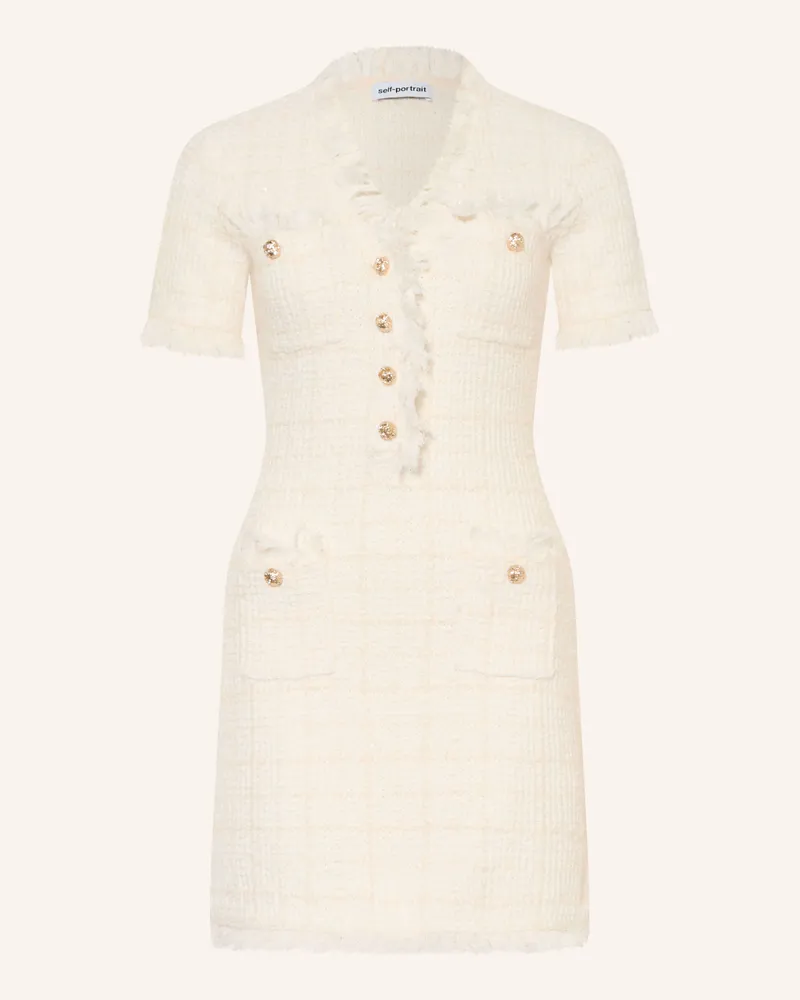 Self-Portrait Tweed-Kleid Mit Pailletten Und Schmucksteinen weiss Creme