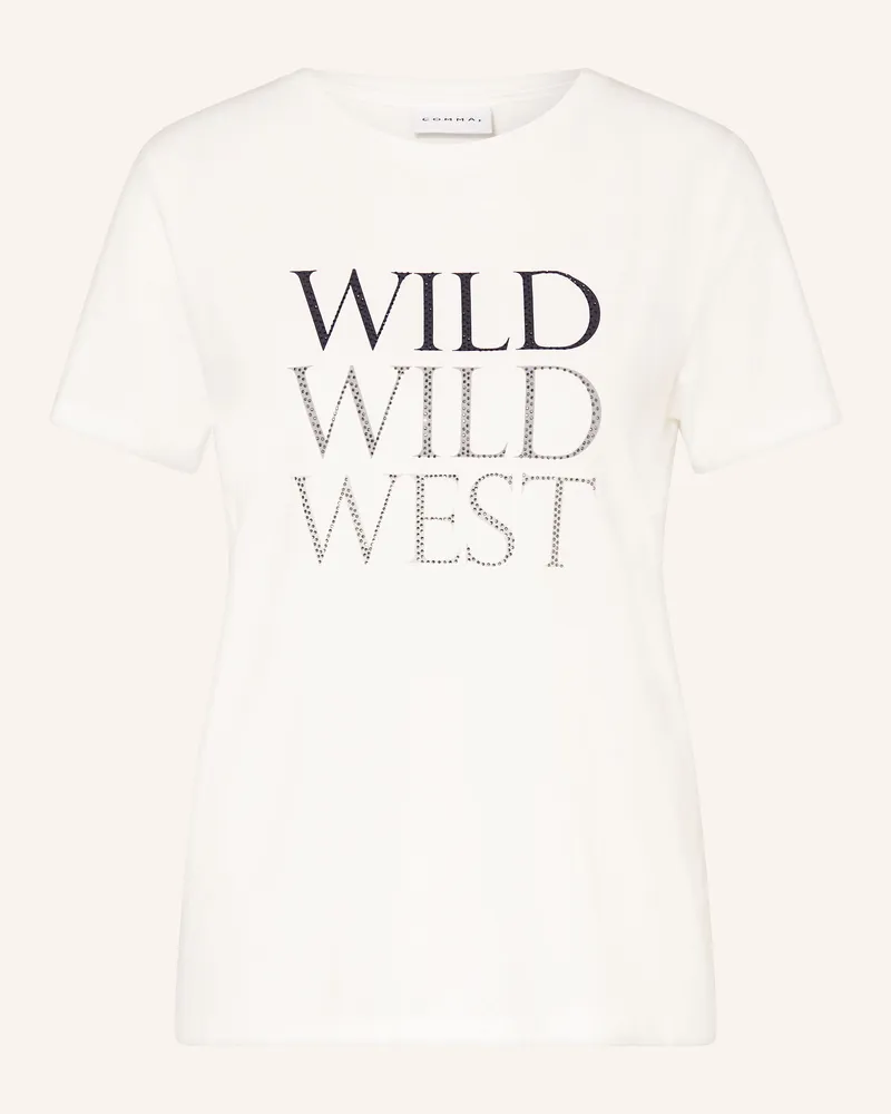 COMMA T-Shirt mit Schmucksteinen Weiss