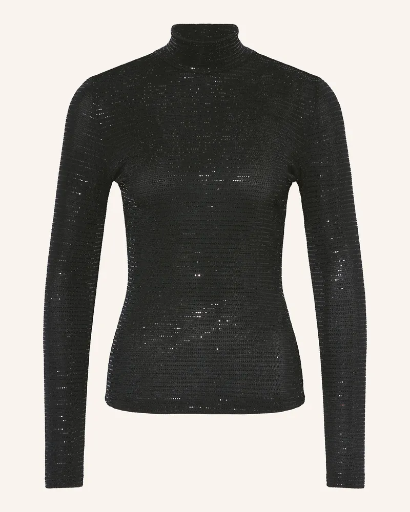HUGO BOSS Longsleeve Drisila Mit Pailletten schwarz Schwarz