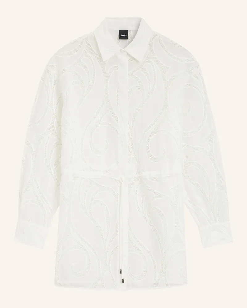 HUGO BOSS Business Bluse Balisya Regular Fit beige Weiss