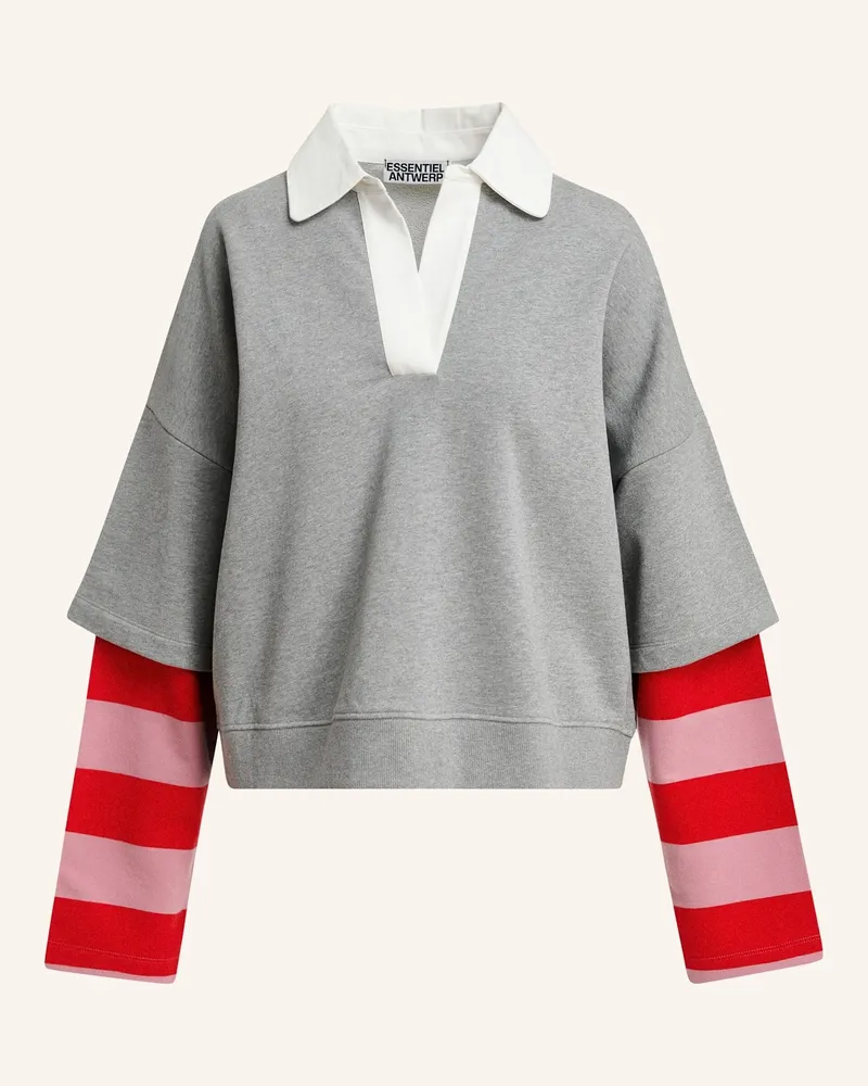 Essentiel Sweatshirt Kantelou Im Materialmix rot Rot