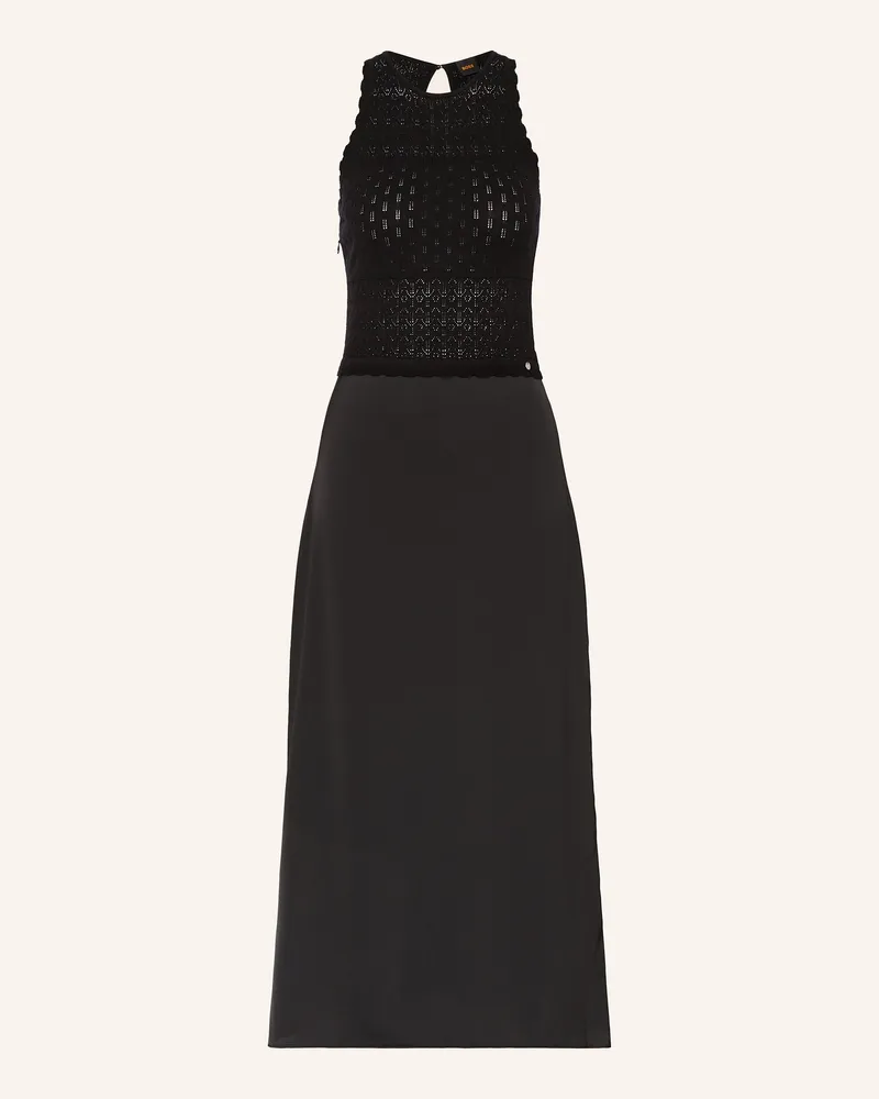 HUGO BOSS Kleid FAWRENCE im Materialmix Schwarz