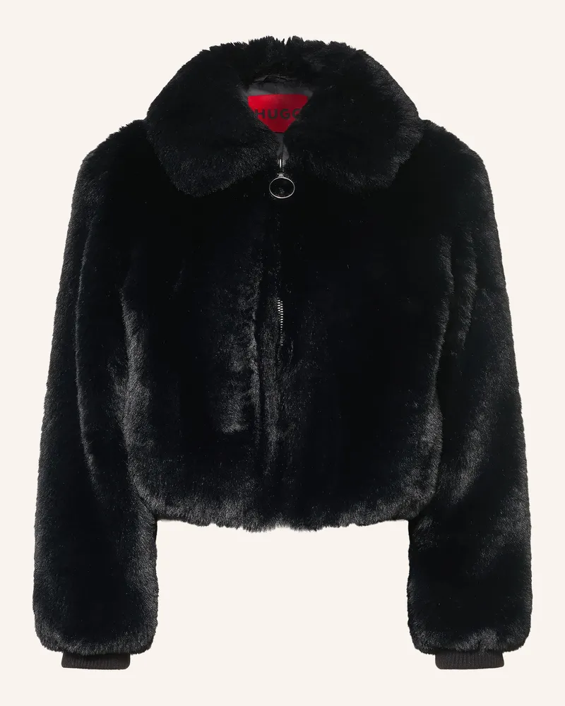 HUGO BOSS Kunstfell-Jacke Fabi schwarz Schwarz