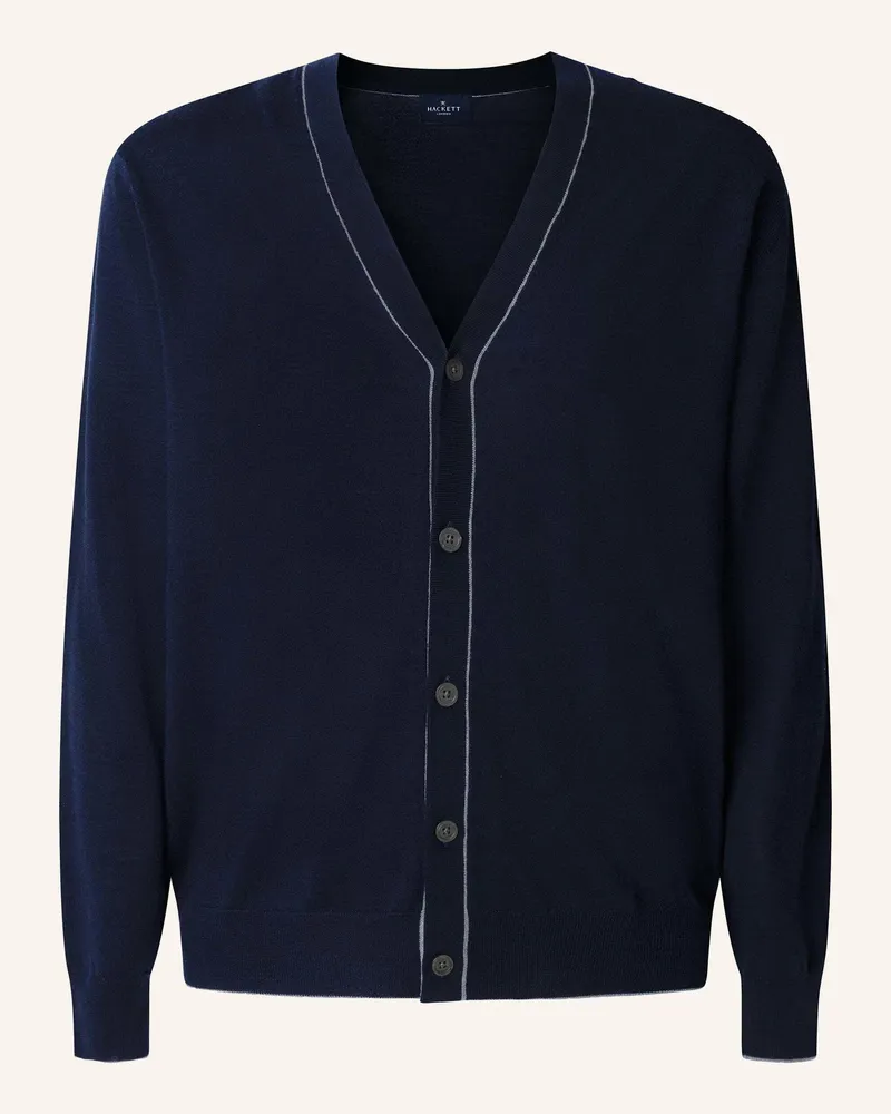 Hackett Strickjacken Cardigan GMD MERINO SILK CARD Dunkelblau