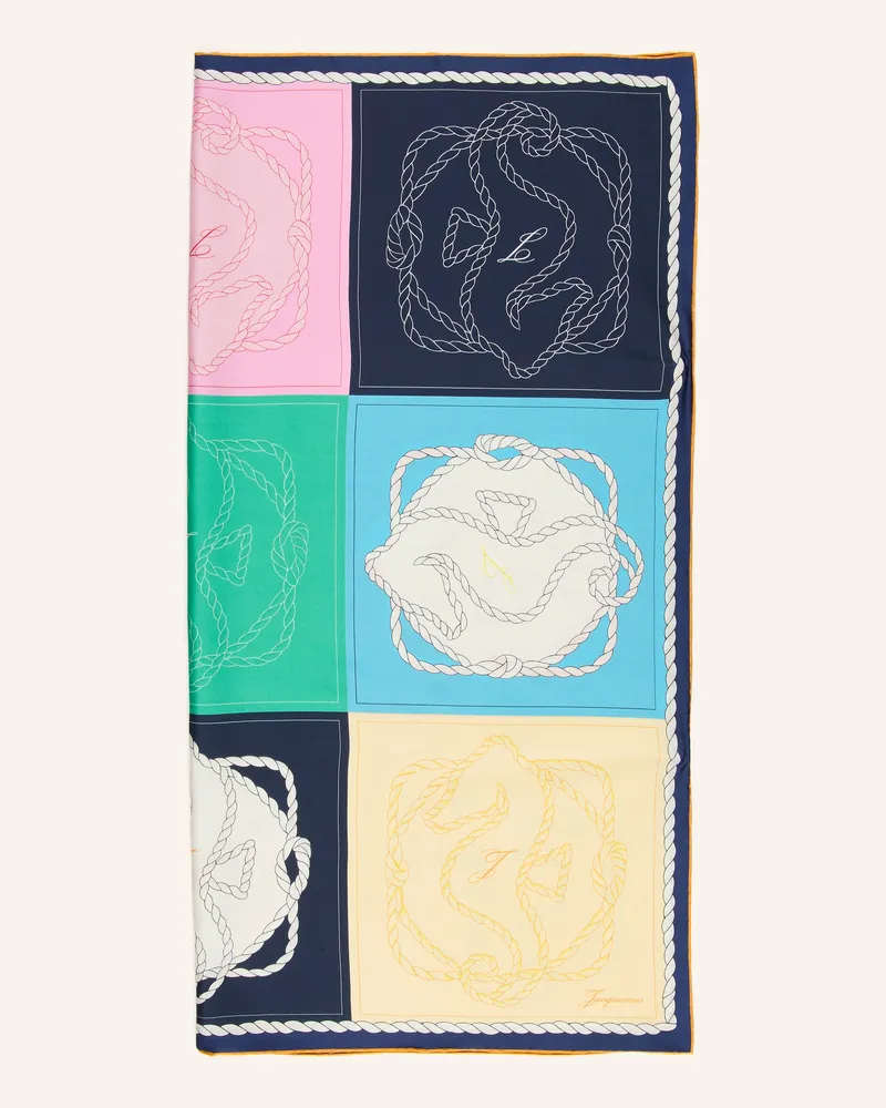 Jacquemus Seidentuch Le Foulard À Rayures weiss Dunkelblau