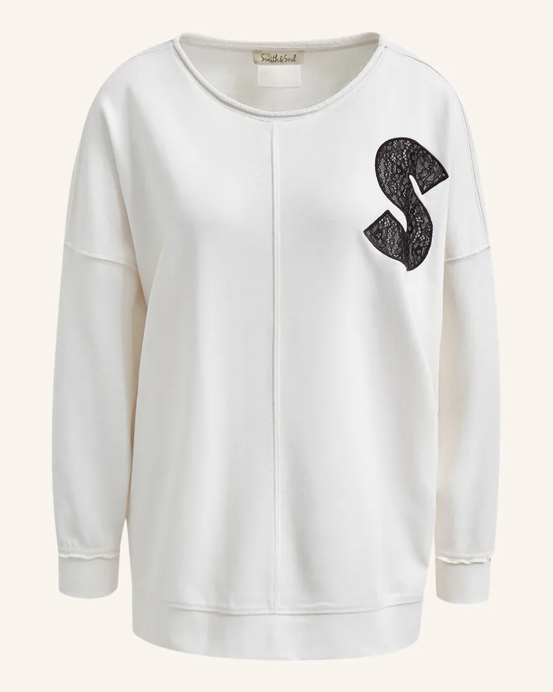 Smith & Soul Sweatshirt Mit Spitze weiss Creme