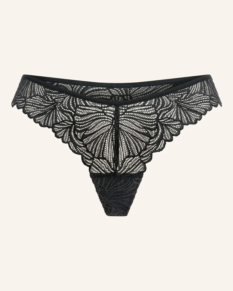 Ehrlich Textil Fluid Lace Spitzen Brazil String Aus Recyceltem Polyamid - Atmungsaktiv schwarz Schwarz