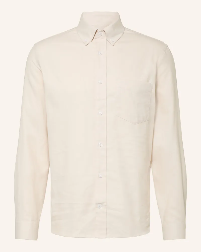 Reiss Flanellhemd Hunt Extra Slim Fit weiss Hellbraun