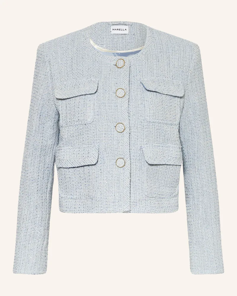 MARELLA Bouclé-Jacke mit Pailletten Hellblau