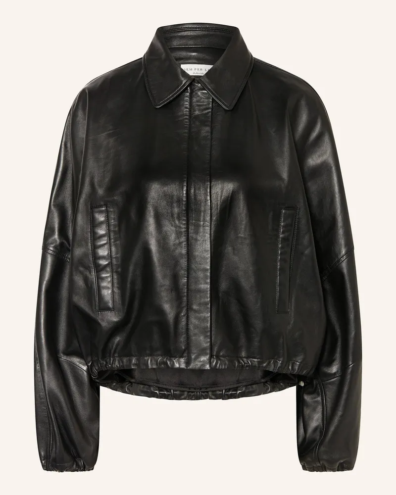 SEM PER LEI Lederjacke Schwarz