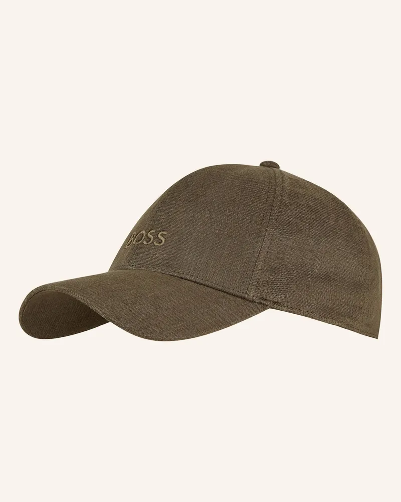 HUGO BOSS Leinen-Cap ZED Dunkelgrün