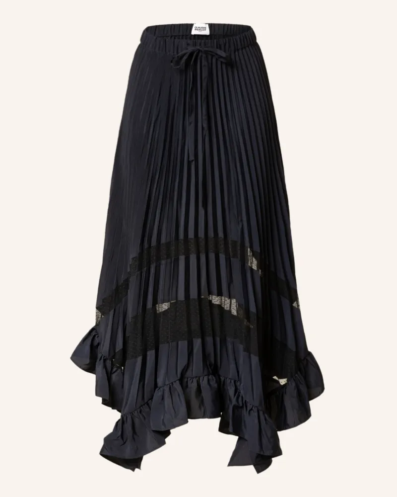Claudie Pierlot Plisseerock mit Volants Dunkelblau