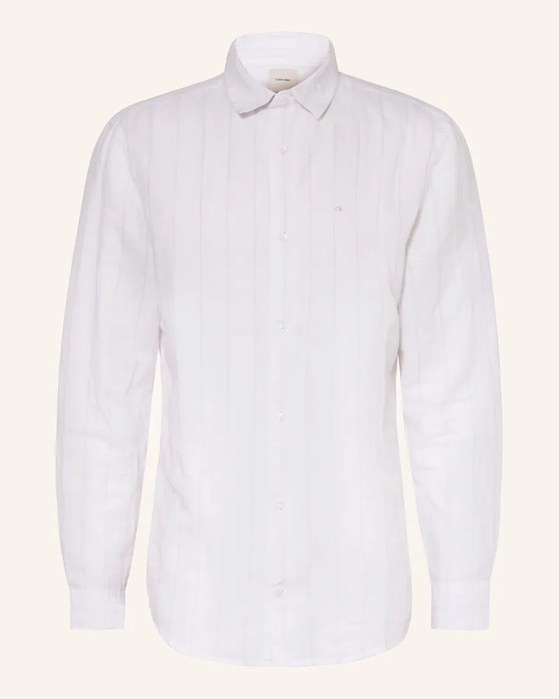 Calvin Klein Hemd Regular Fit mit Leinen Weiss