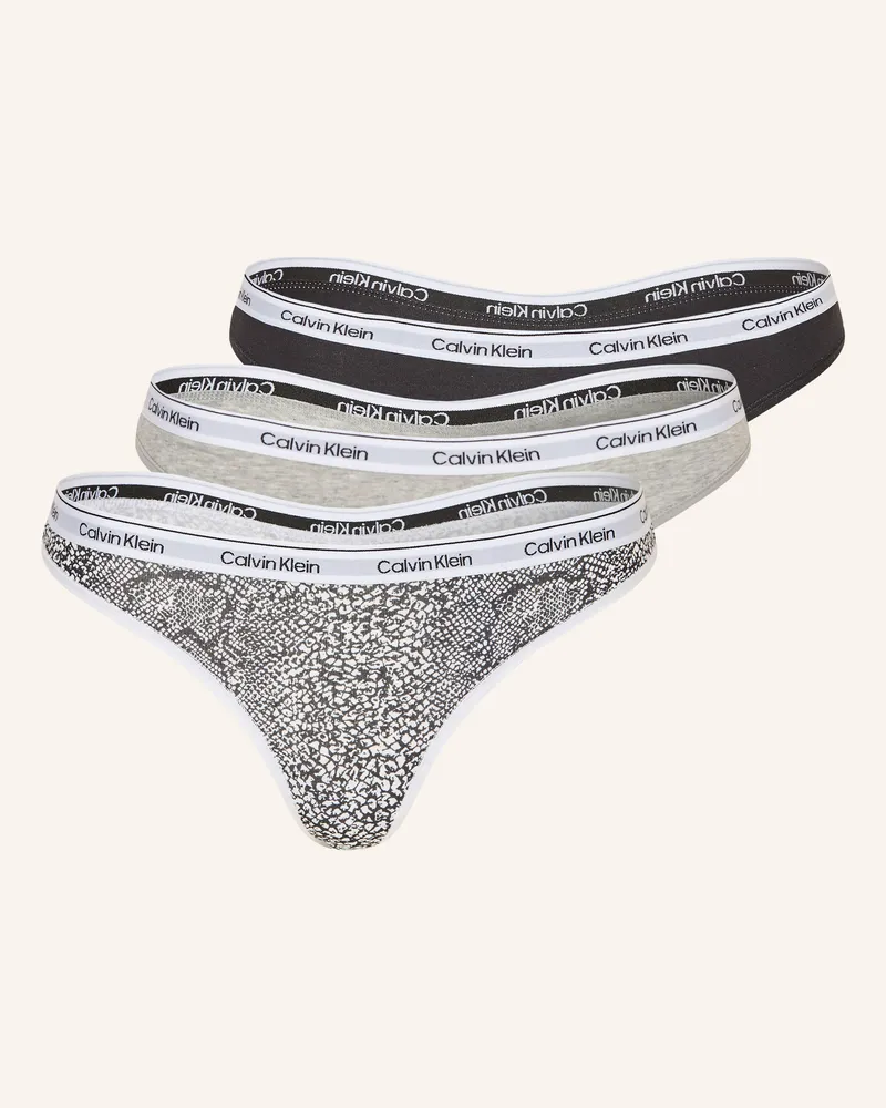 Calvin Klein 3er-Pack Strings Icon Logo grau Schwarz