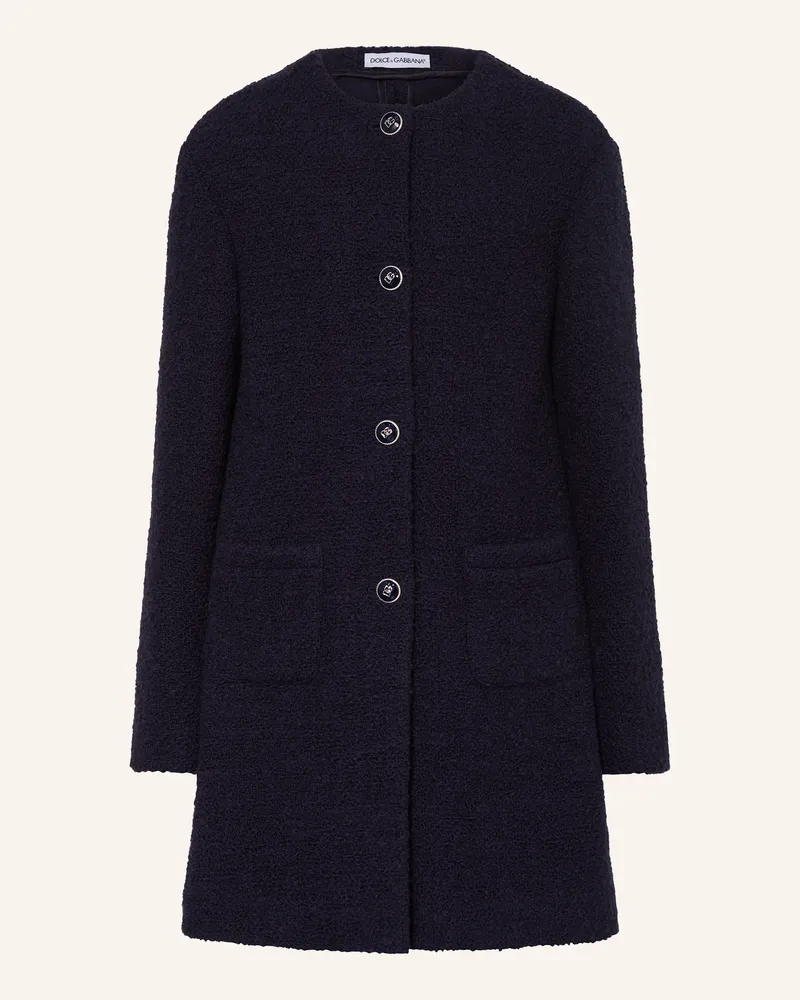 Dolce & Gabbana Wollmantel aus Bouclé Dunkelblau