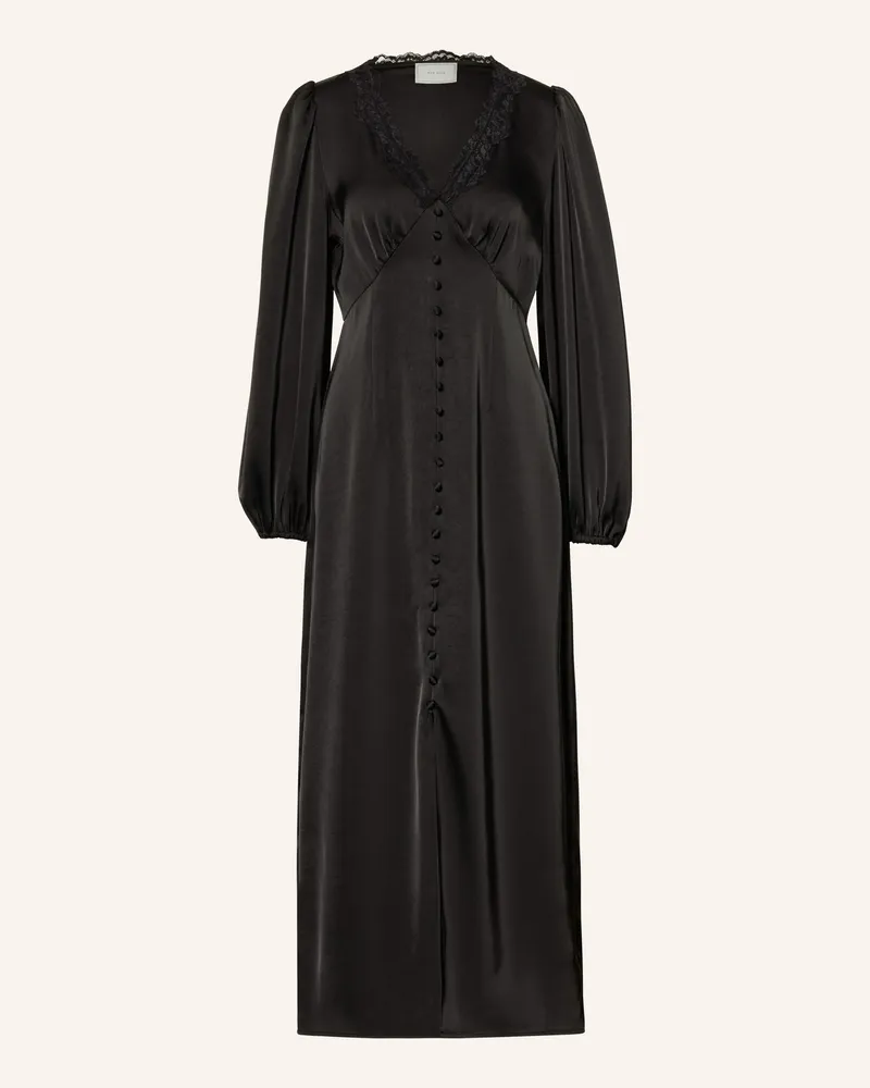 Neo Noir Satinkleid ANIO mit Spitze Schwarz