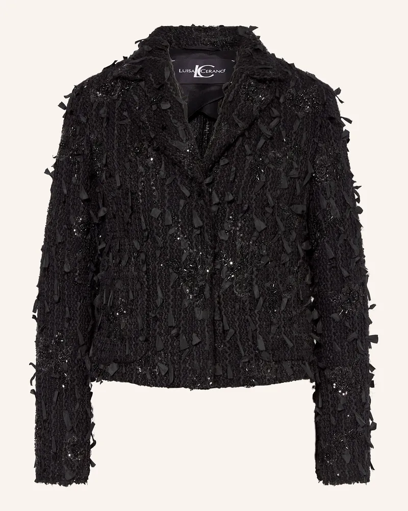 Luisa Cerano Blazer mit Pailletten und Schmucksteinen Schwarz