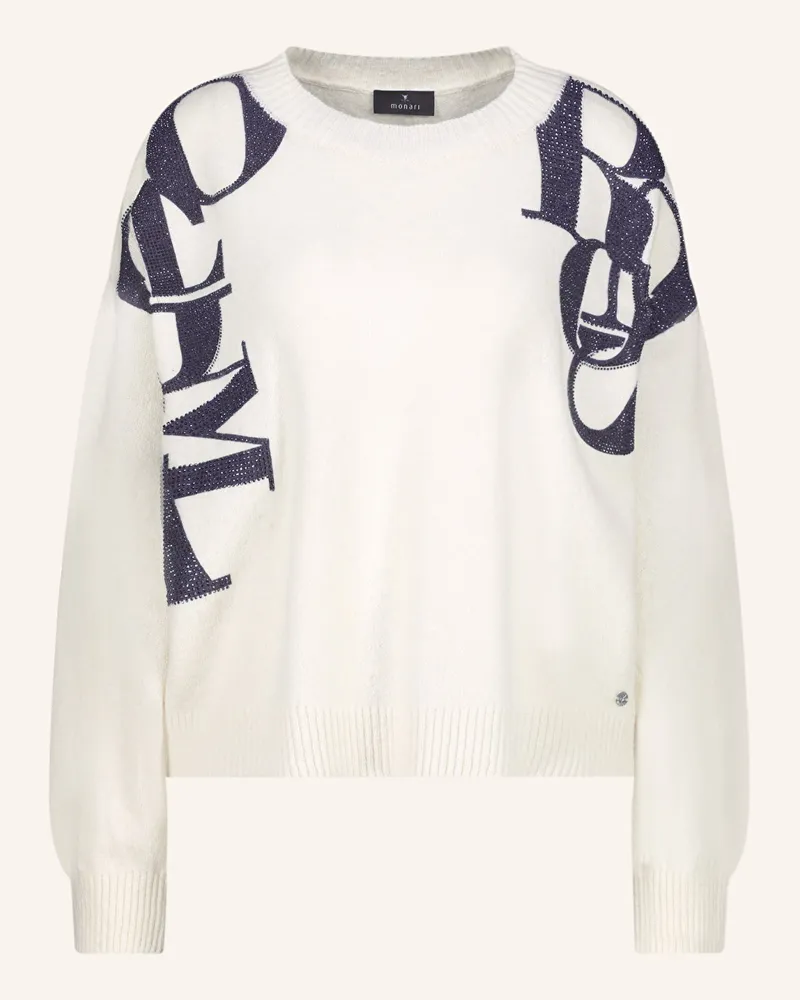 monari Pullover mit Schmucksteinen Weiss
