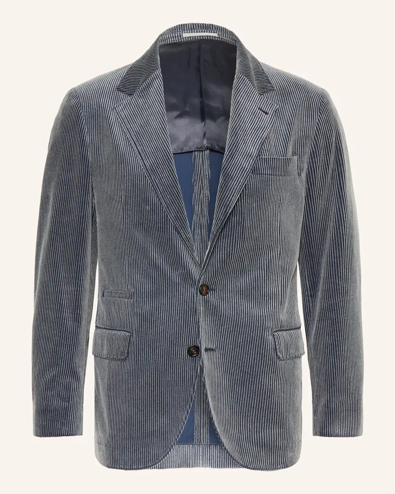 Brunello Cucinelli Cordsakko Slim Fit blau Blaugrau