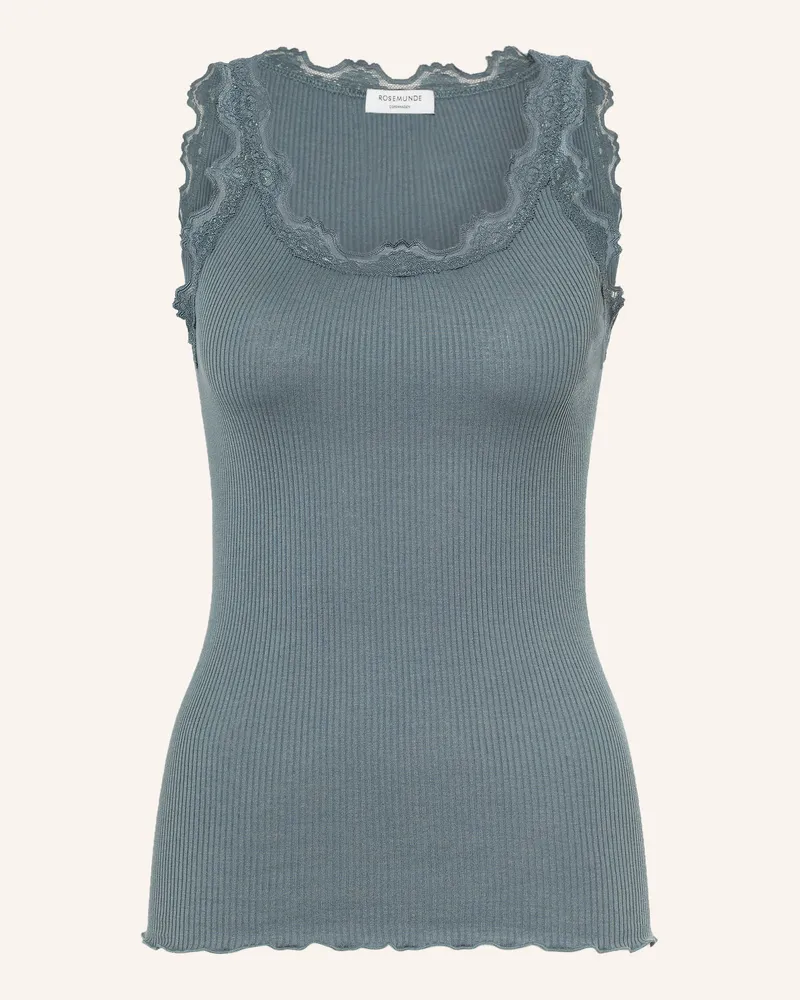 Rosemunde Seidentop Babette Mit Spitze blau Petrol