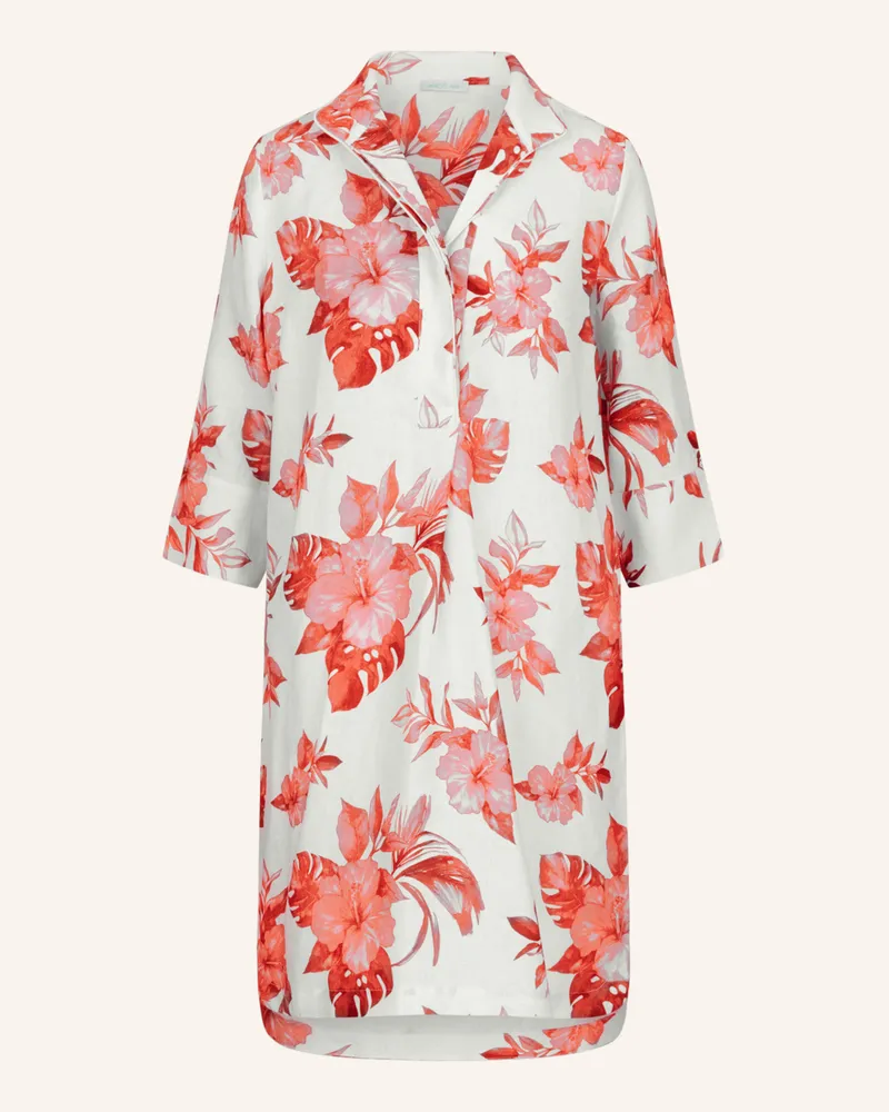 Mint & Mia Bedrucktes midi Leinen Kleid Creme