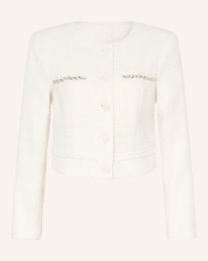 Guess Tweed-Jacke Clothilde Mit Schmucksteinen Und Glitzergarn weiss Creme