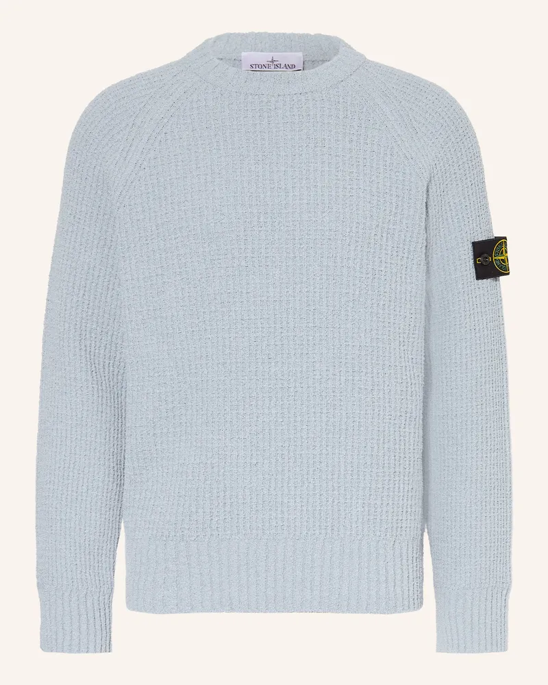 Stone Island Bouclé-Pullover blau Blaugrau