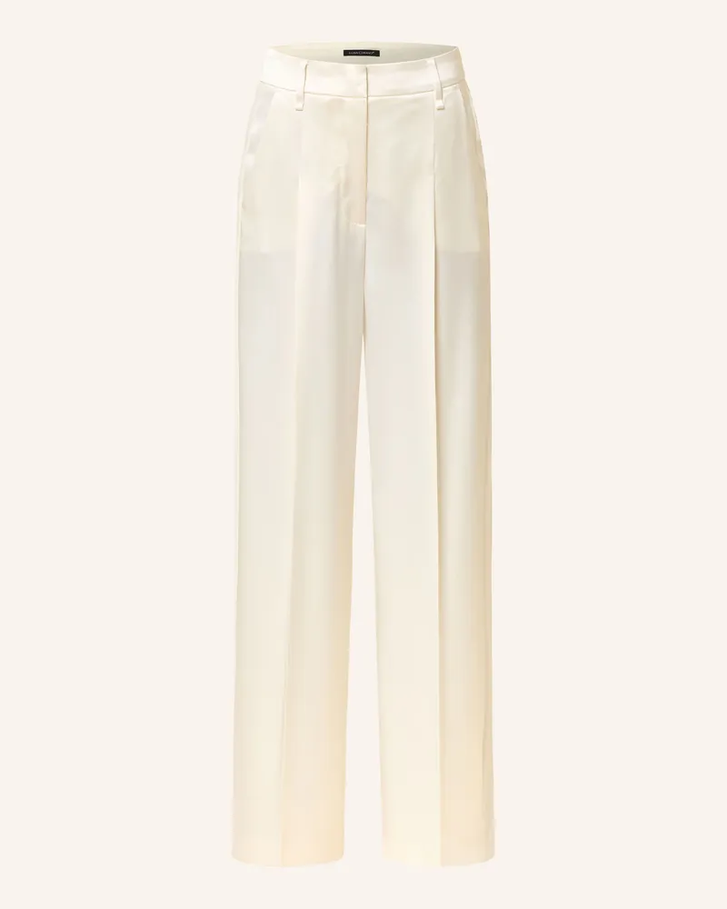 Luisa Cerano Marlenehose Aus Satin Mit Galonstreifen weiss Creme