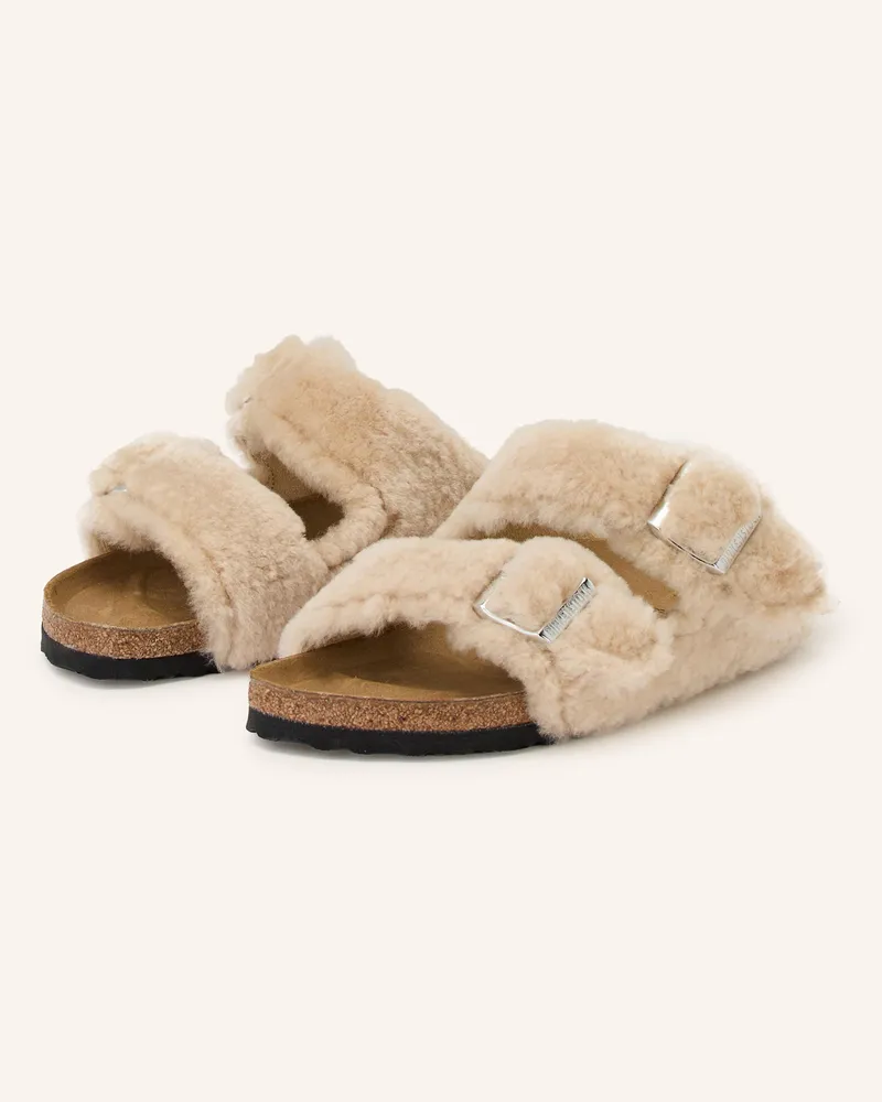 Birkenstock Pantoletten ARIZONA SHEARLING RIVET LOGO OS Creme