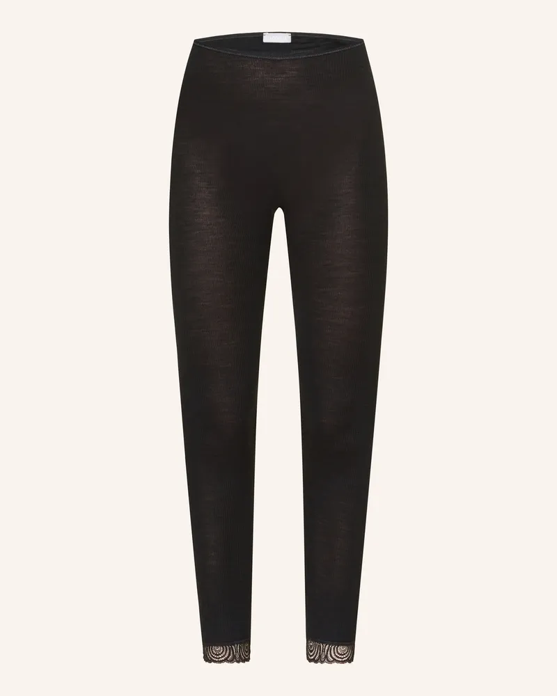 Hanro Leggings WOOLEN LACE mit Seide Schwarz