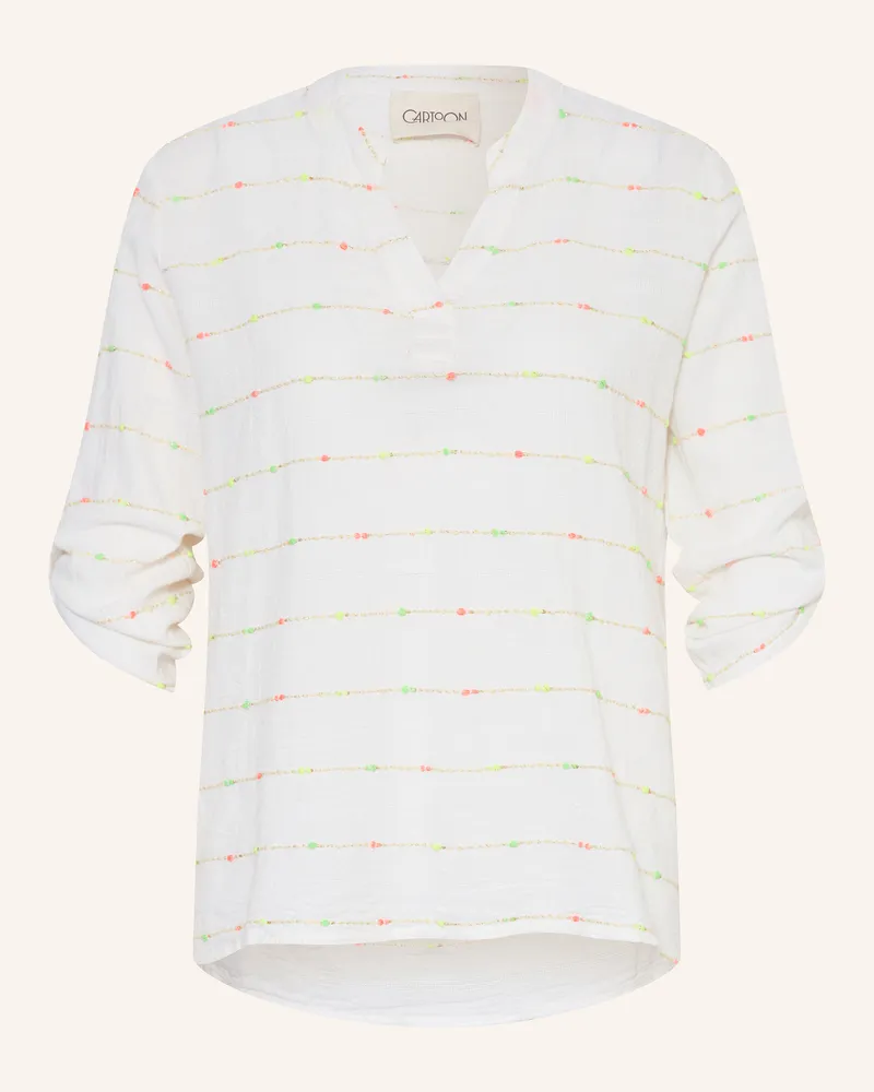 Cartoon Blusenshirt mit 3/4-Arm und Glitzergarn Ecru