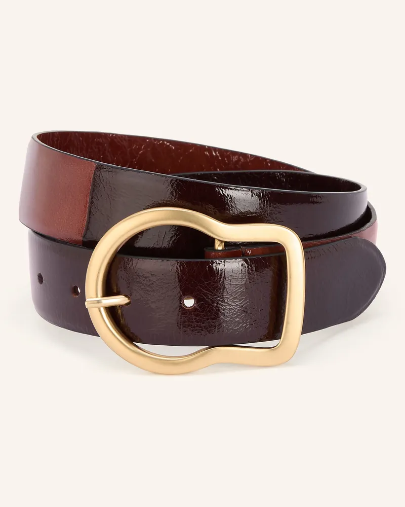 Dorothee Schumacher Ledergürtel Crackle Shine rot Braun