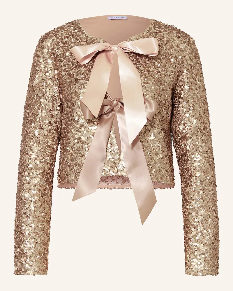 Mrs & HUGS Jacke mit Pailletten Beige