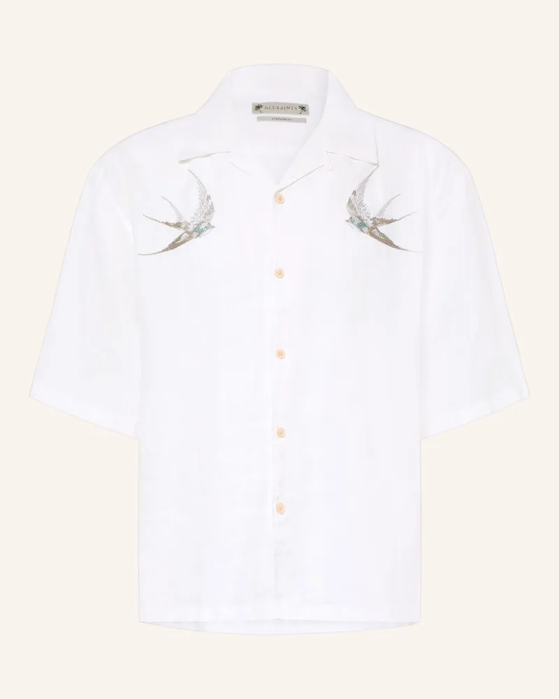 AllSaints Resorthemd Oversized Fit Aus Leinen weiss Weiss