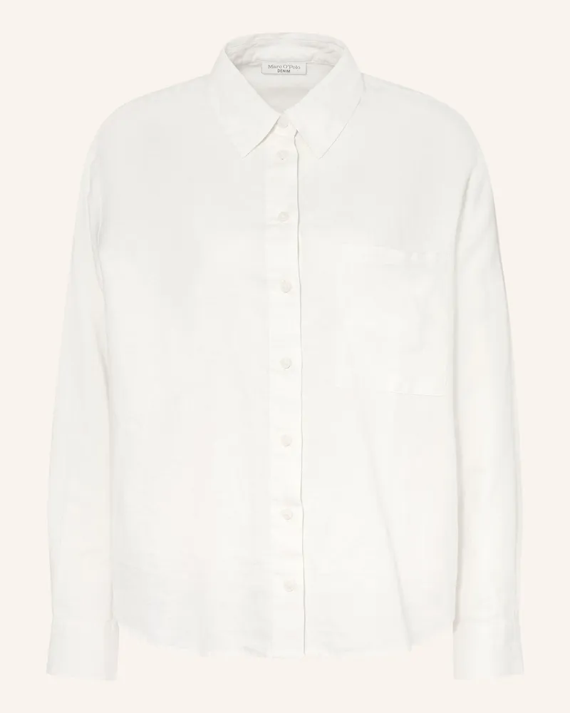 Marc O'Polo Hemdbluse Mit Leinen weiss Weiss