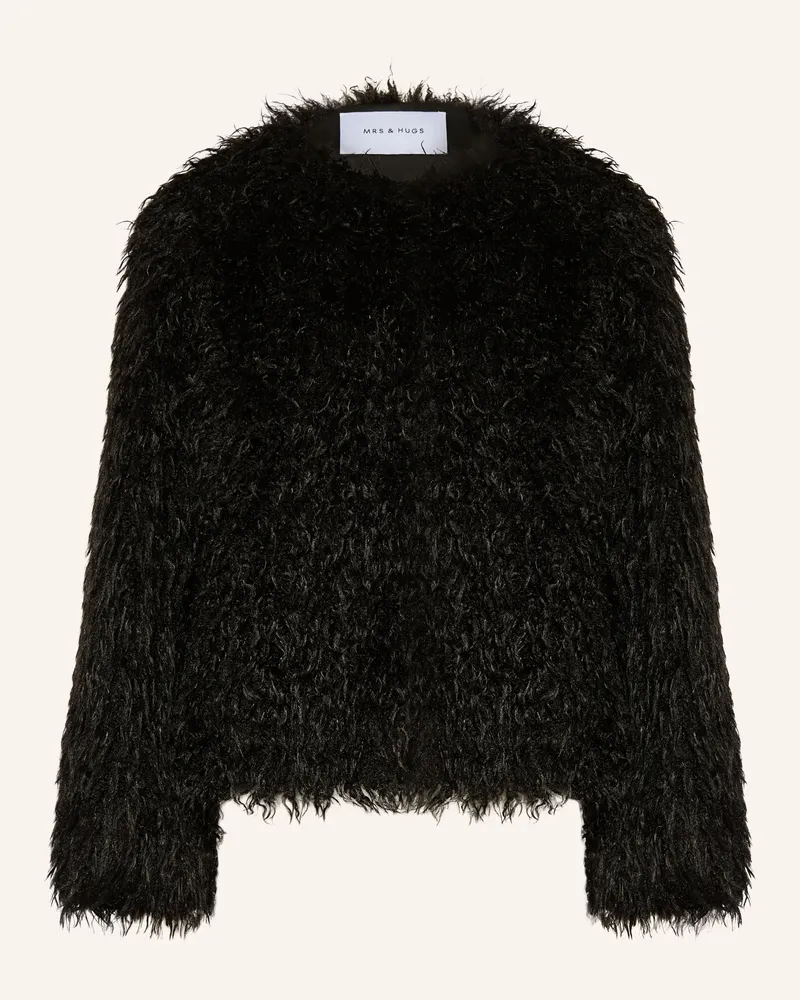 Mrs & HUGS Kunstfell-Jacke Schwarz