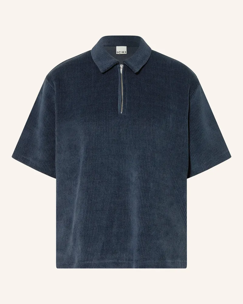 ICHI Cord-Poloshirt Ihkate blau Dunkelblau