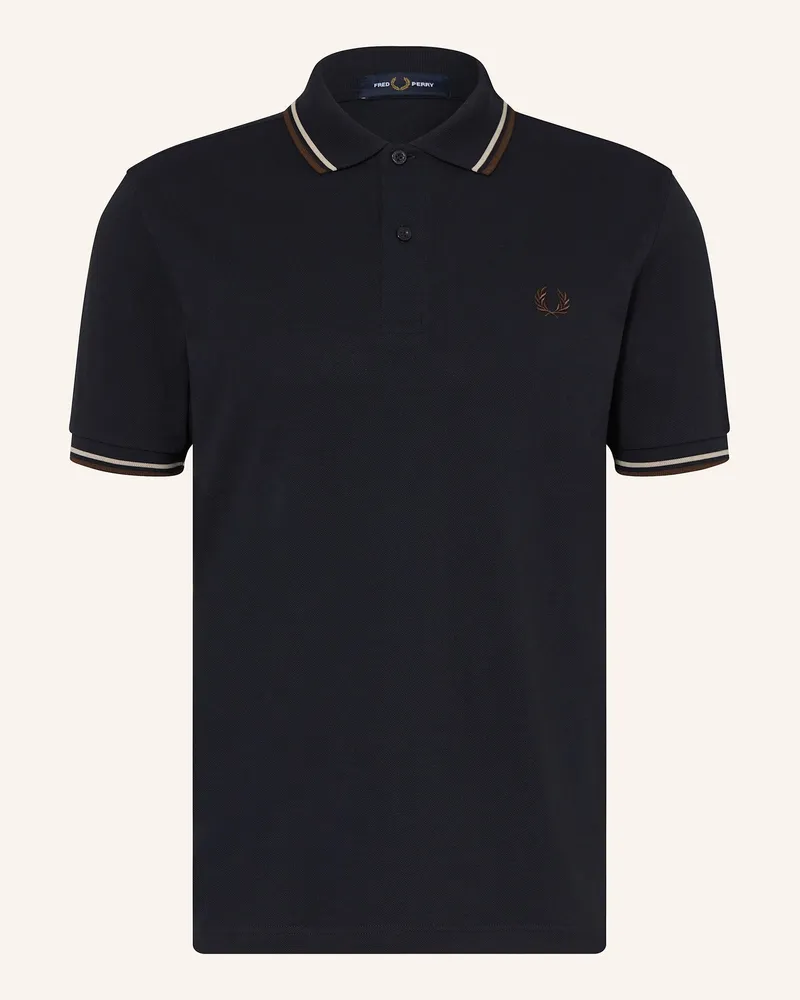 Fred Perry Piqué-Poloshirt blau Dunkelblau
