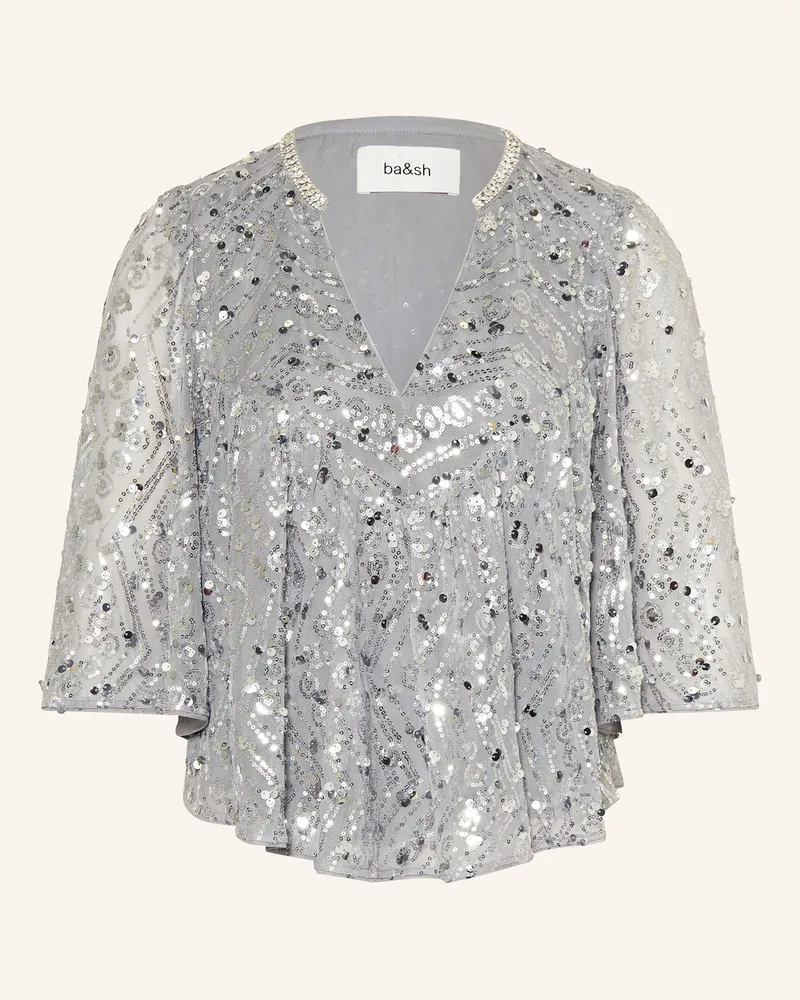 ba&sh Blusenshirt CARA mit Schmucksteinen und Pailletten Silber