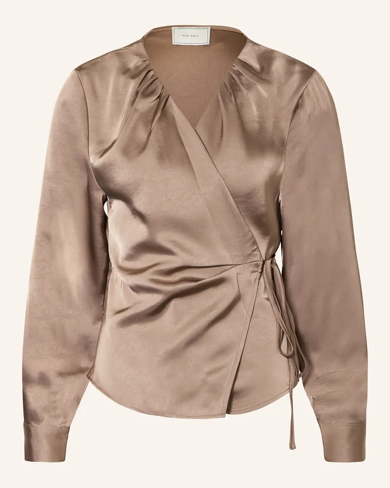 Neo Noir Wickelbluse Caprina Aus Satin beige Taupe