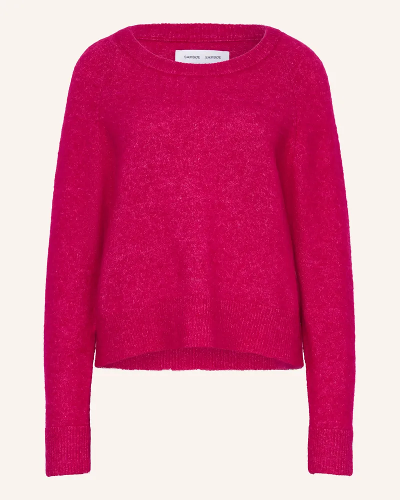 Samsøe & Samsøe Pullover Nor O-N Short Mit Alpaka pink Fuchsia