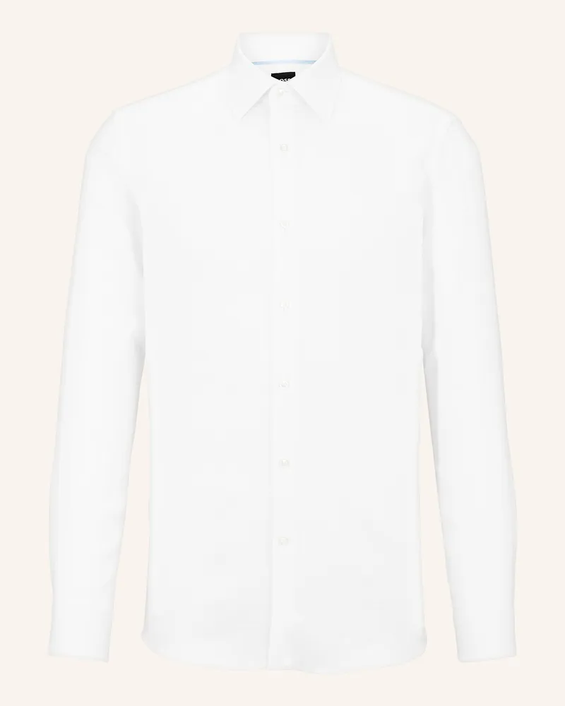HUGO BOSS Leinenhemd HANK Slim Fit Weiss